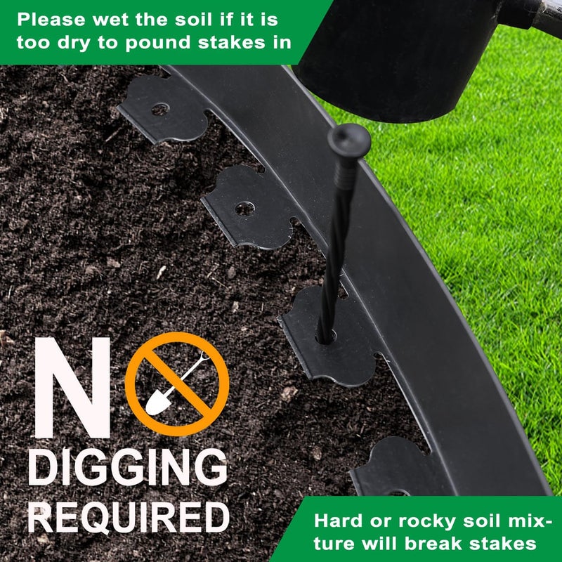 H HUGELEAF Hugeleaf Landscape Edging Kit 40 Feet with 48pcs Spikes, 4 Inches Garden Edging Flexible Landscape Lawn Border for Flower Beds Yard Pathway - Image 3